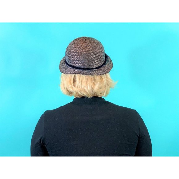 Vintage 1950s Wicker Hat Small Brim Straw Cap - Picture 9 of 10
